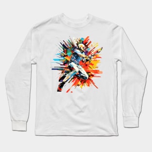 Cricket Player Sport Game Champion Competition Abstract Long Sleeve T-Shirt